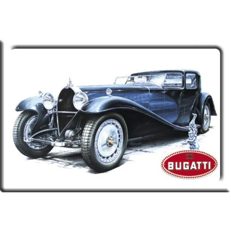 Plechová cedule auta Bugatti, 150 x 100 mm