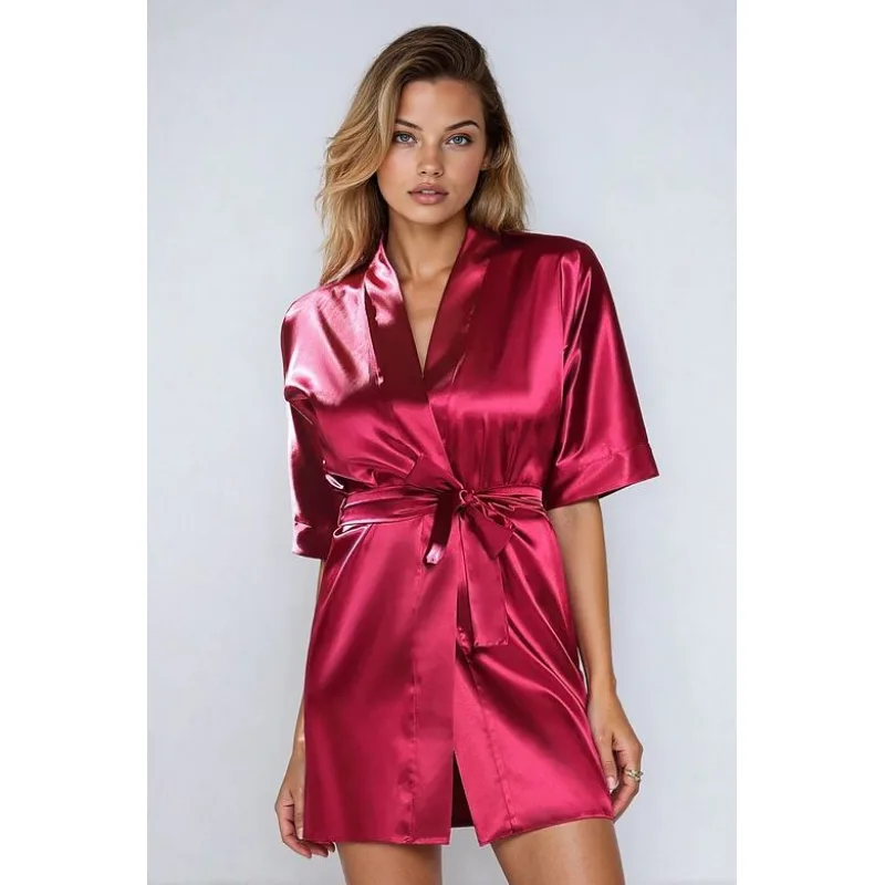 Saténový dámsky župan 90 vínový XXL