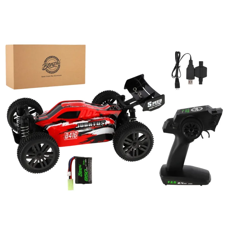 Teddies Auto RC Buggy Bonzai Jubatus terénne 30cm plast červené 2,4GHz na bat.+2xnar. pack v krab. 40x14x21