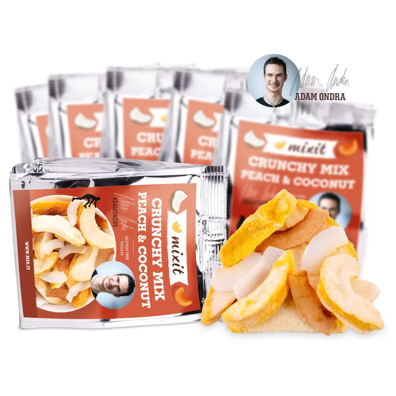 Mixit Chrumkavý mix Adama Ondru do vrecka - Broskyňa & kokosové chipsy 60g