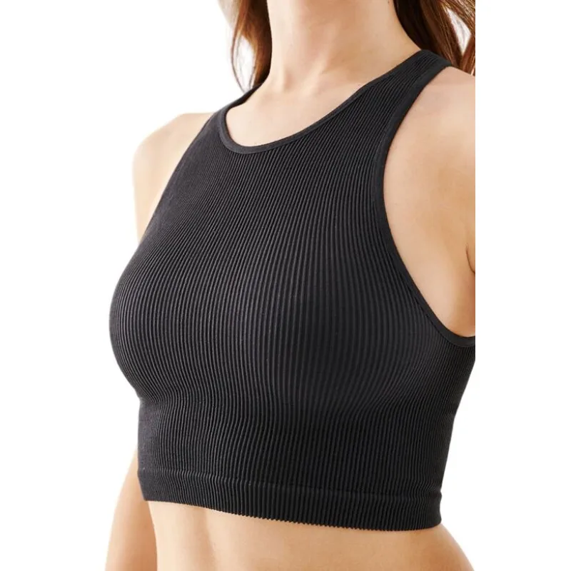 Crop top Halter Rib čierny S/M