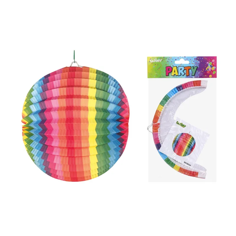 Wiky Lampión guľa dúhová priemer 25cm v sáčku (bez paličky) karneval