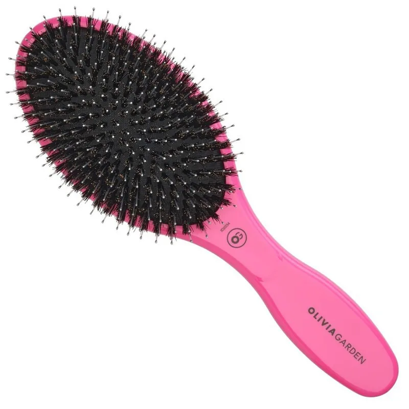OLIVIA GARDEN Expert Care Oval - oválna kefa s diviačími a nylonovými štetinami - PINK