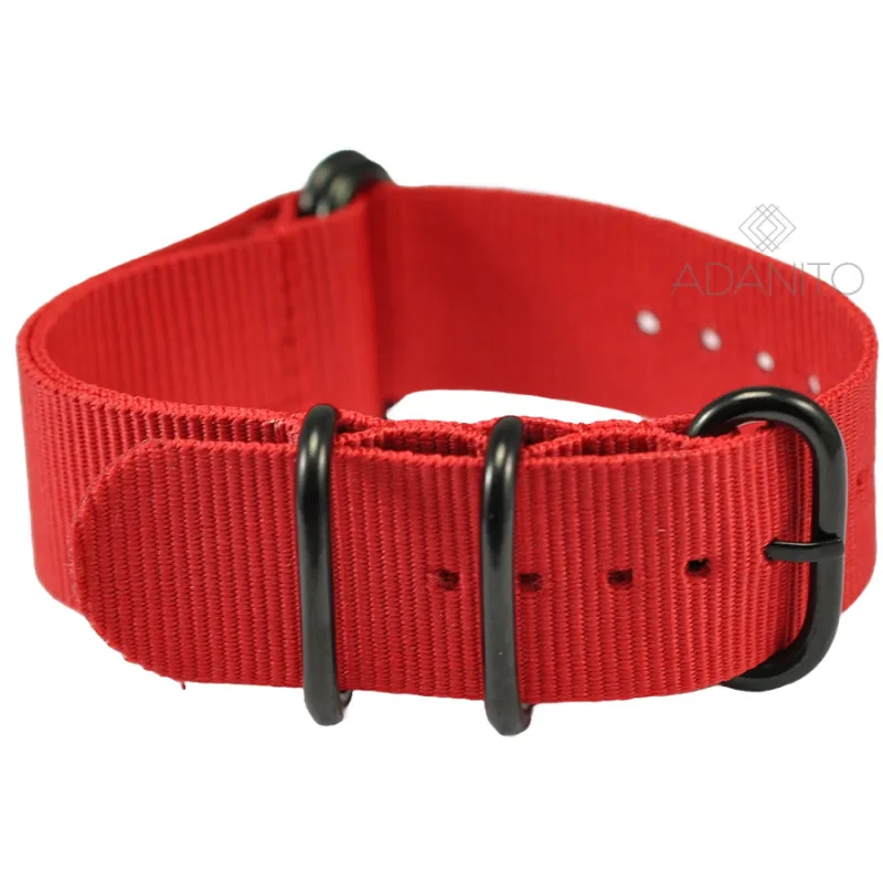 Nylonový Nato remienok na hodinky 22 mm červený ADANITO NATO1RED22