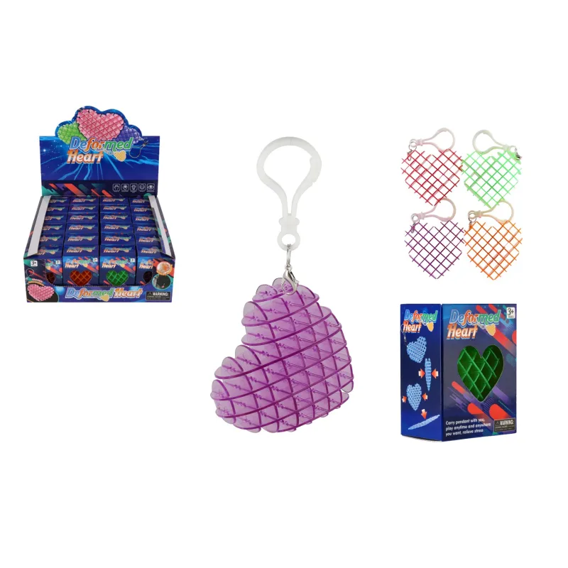 Teddies Prívesok fidget srdce meniaci tvar antistresový plast 6cm 4 farby