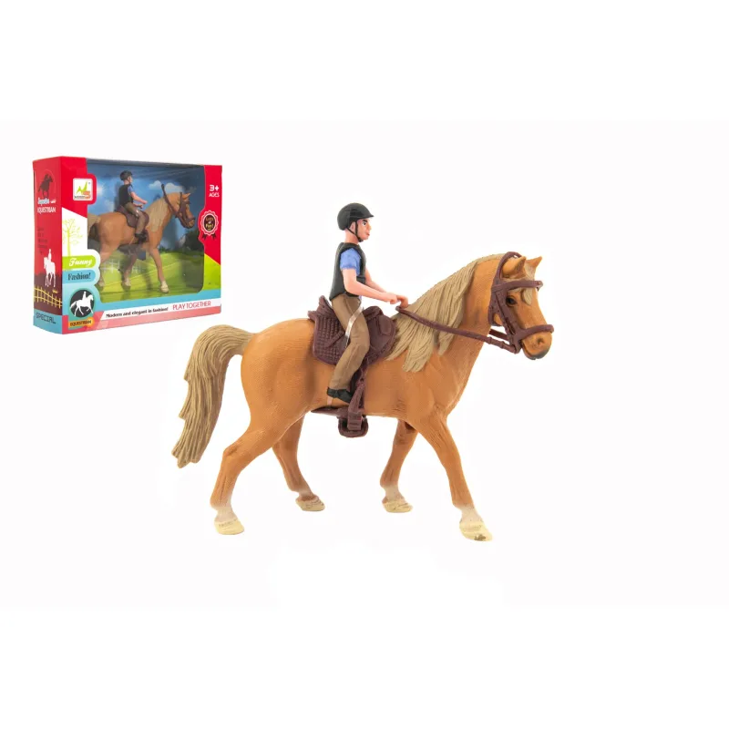 Teddies Kôň + žokej plast 15cm v krabici 20x16x5,5cm