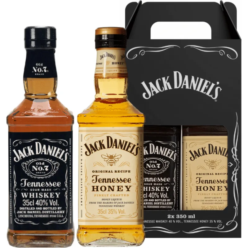 Jack Daniel's Duopack Honey 35% 0,35 l a Black 40% 0,35 l (kartón)