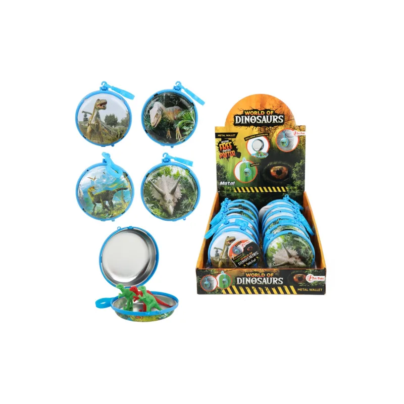 Teddies Peňaženka na kľúče dinosaurus kov/plast 8cm 2 farby