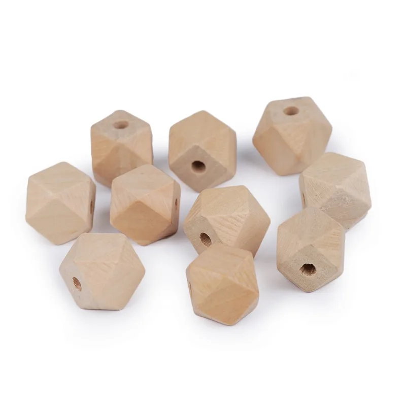 Drevená korálka hranatá 15 x 15 mm - natural