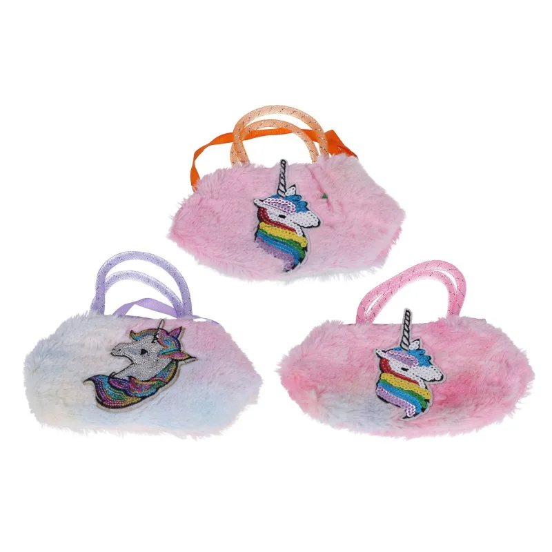 Wiky Peňaženka/Kabelka jednorožec látková/plyš 6 farieb 18x20x2cm