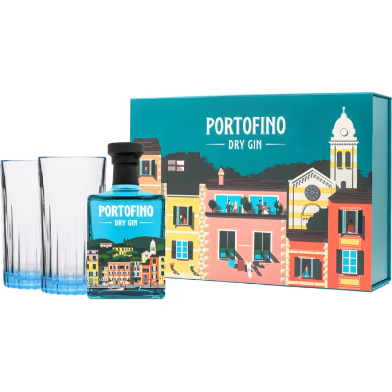 Portofino Dry Gin s 2 pohármi 43% 0,5l