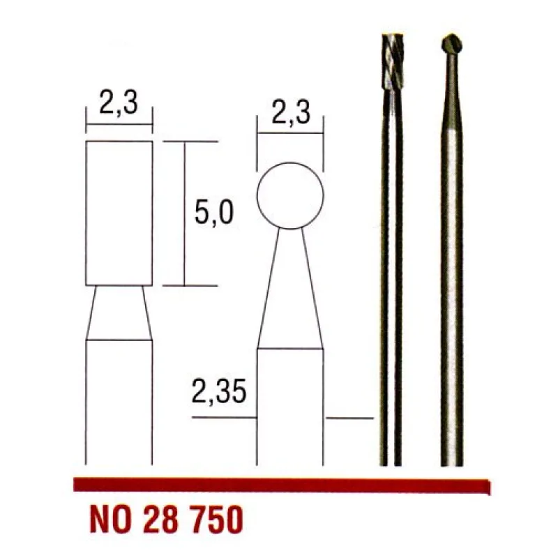 Tvrdokovové frézy 2,3mm valec, guľa PROXXON 28750