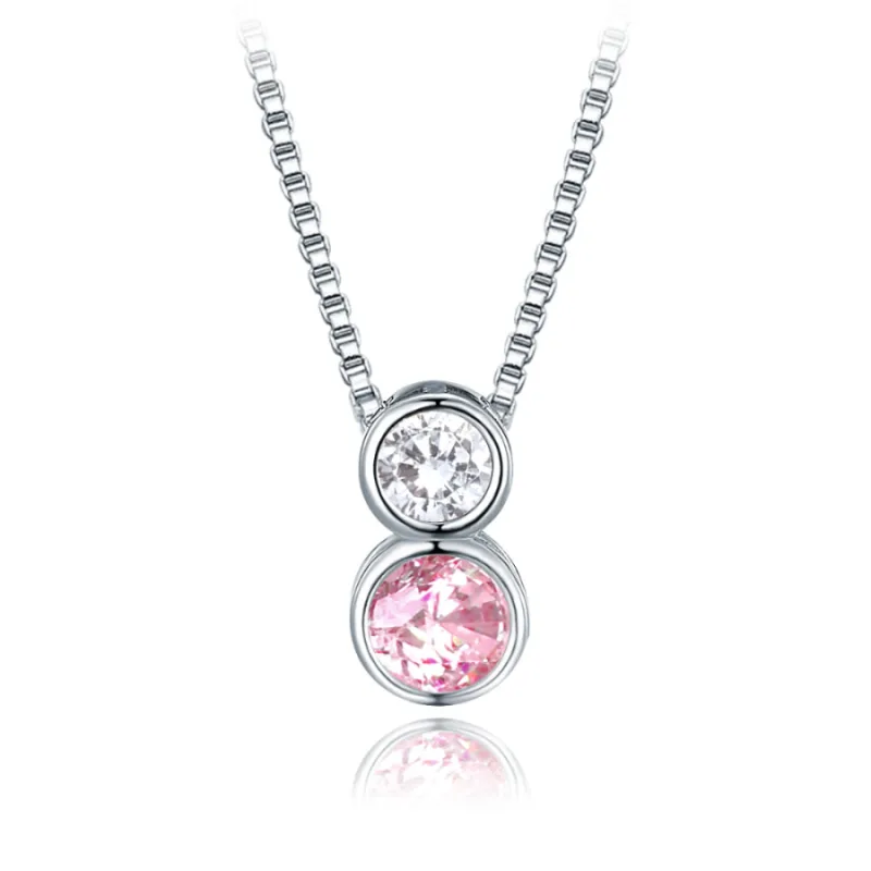 Elegantný strieborný náhrdelník s bielym a ružovým zirkónom MINET JMAS0256PN45