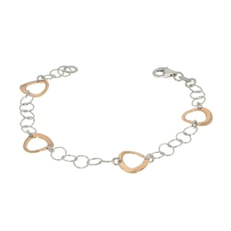 Strieborný náramok s pozlátenými krúžky dĺžka náramku 19cm