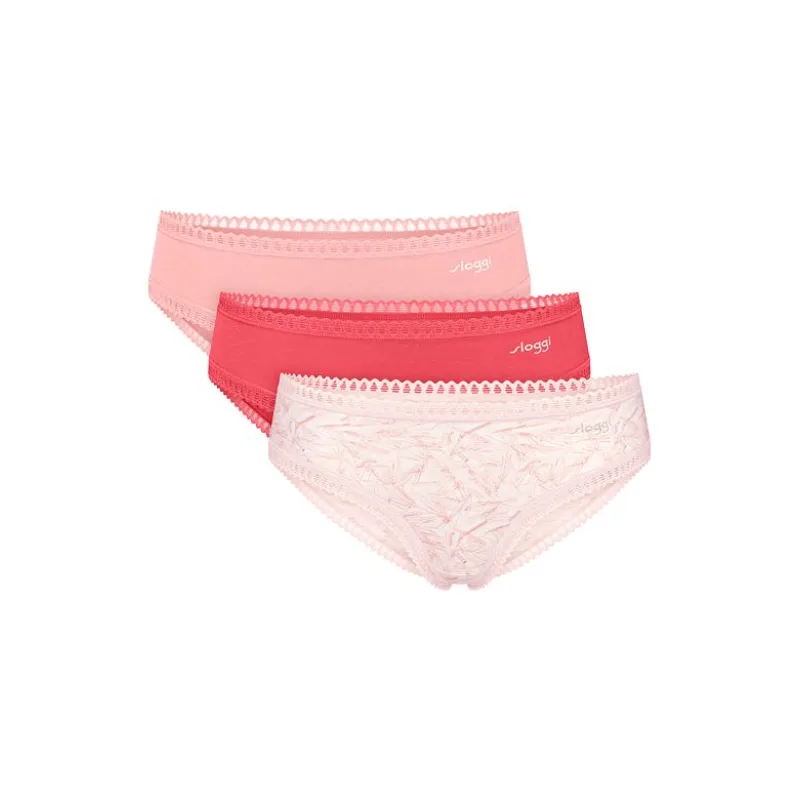 3pack organic nohavičiek SLOGGI GO CRUSH hipster ružové a korálové L