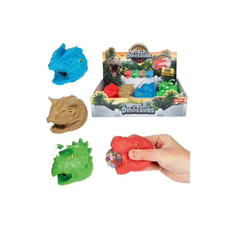 Teddies Dinosaurus hlava stláčací antistresový 8cm 4 druhy