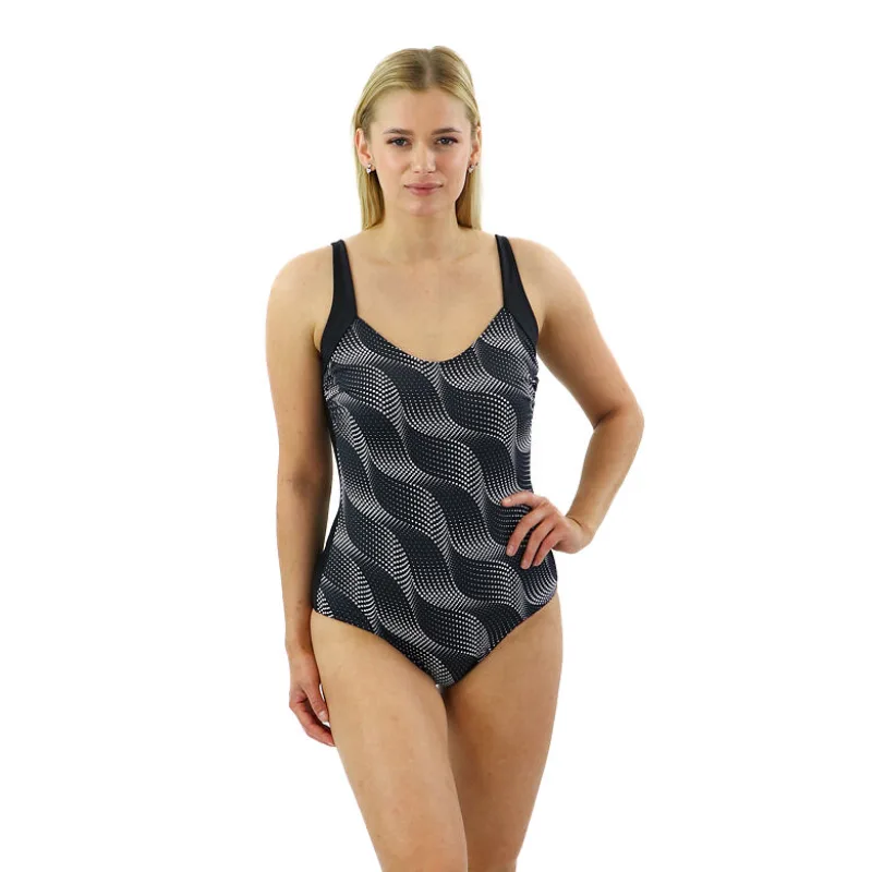 Dámske jednodielne plavky Viki čierne s bielymi bodkami M