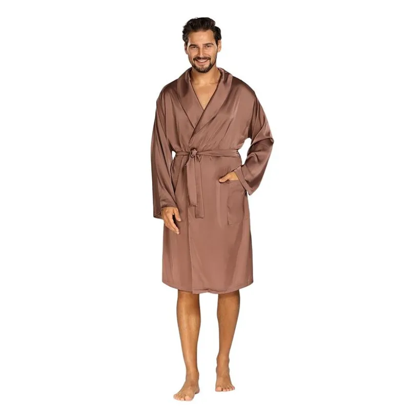 Pánsky saténový župan Lukas hnedý XXL