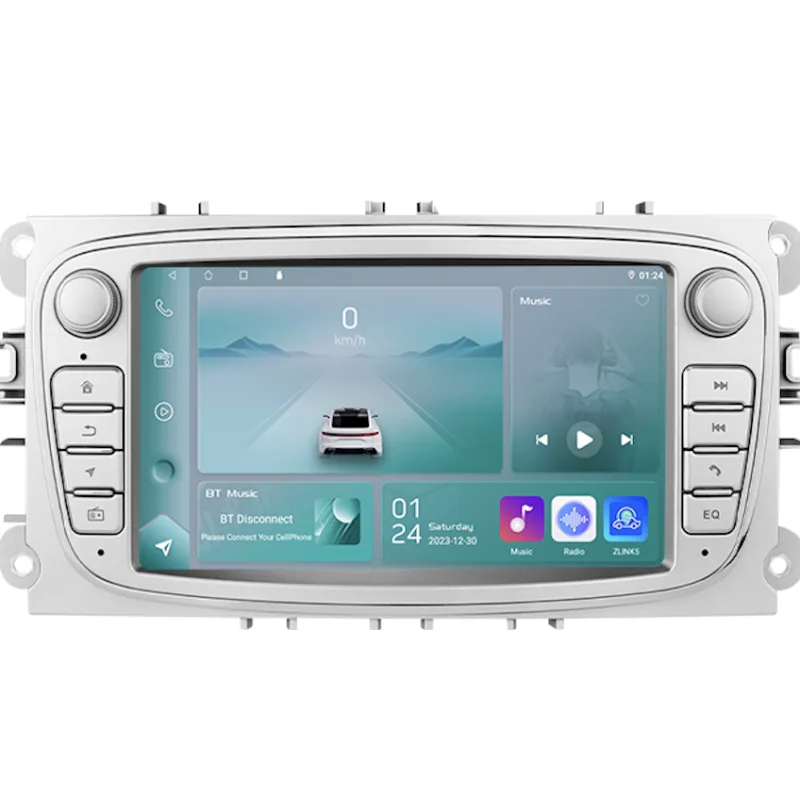 HIZPO 09FOCUS7001 Autorádio 7“ Android 13 Ford Focus, Mondeo, S-Max, Galaxy, Kuga Barva rámečku: Stříbrná, Model: P209FOCUS7001 (2+32GB) CHRP209FOCUS7