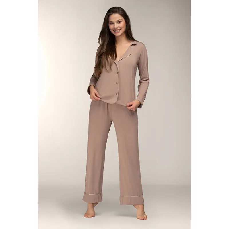 Luxusné dámske pyžamo Mocca Ease hnedé L