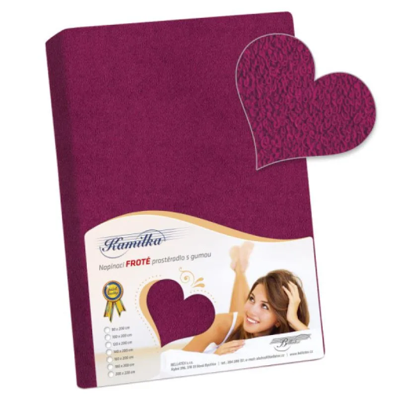 Bellatex Prostěradlo froté, bordo - 120x200 cm