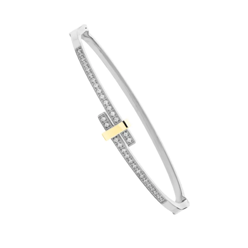 Pevný náramok z chirurgickej ocele s kameňmi JVD JGB7S