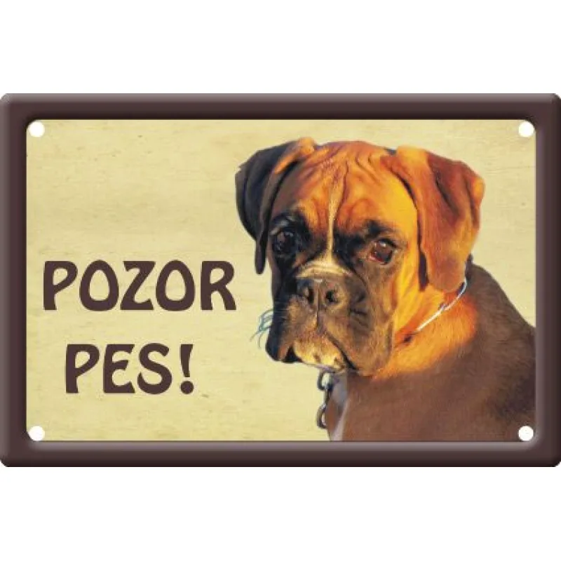 Plechová psí cedule, Boxer, Pozor pes