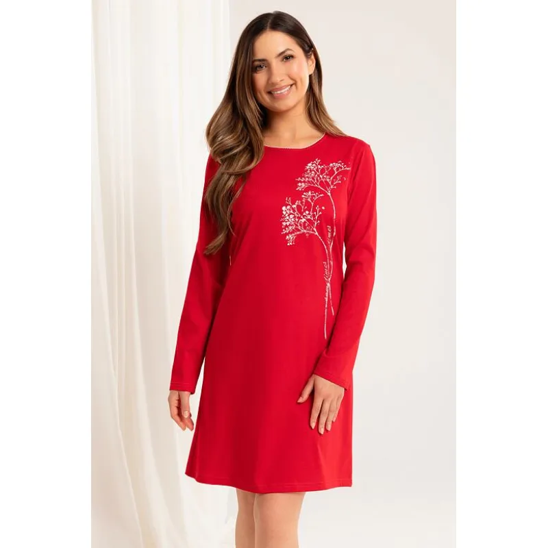 Nočná košeľa Sometimes červená s dlhým rukávom 3XL