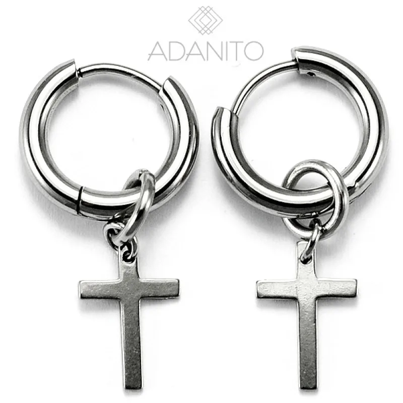 Náušnice krúžky s krížikom z chirurgickej ocele MEUCCI DE460