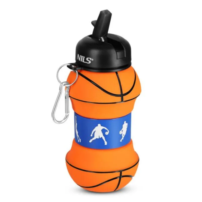 Skládací silikonová láhev NILS Camp NC4104, 550ml, basketbal