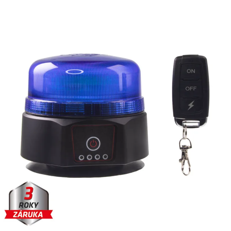 AKU LED maják, 36xLED modrý, dálkové ovládání, magnet, ECE R65 wlbat812bluRE