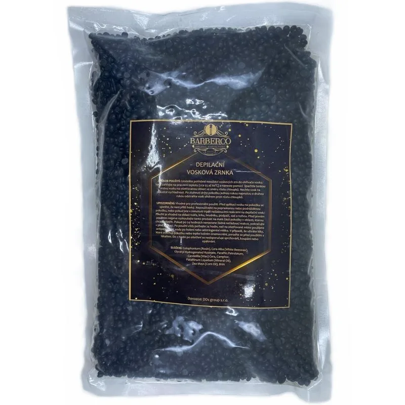 BARBER BARBERCO Hard Wax Beans Black 1000g - depilační vosková zrnka - černá