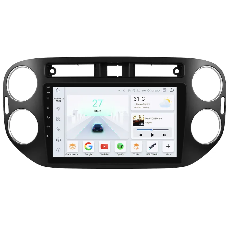 HIZPO KXTIGUAN9001/2 Autorádio 9" Android 13 pro Volkswagen Tiguan Barva rámečku: Tmavě šedá, Model: S9004 (4+32GB) CHR201_CER