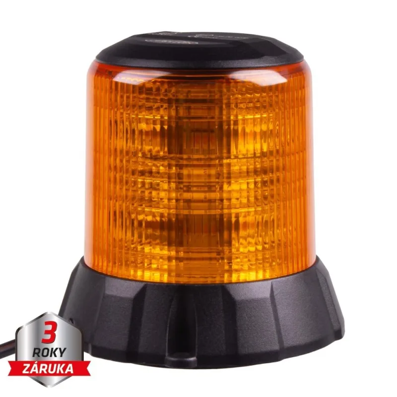 Robustní oranžový LED maják, černý hliník, 96W, ECE R65 wl405