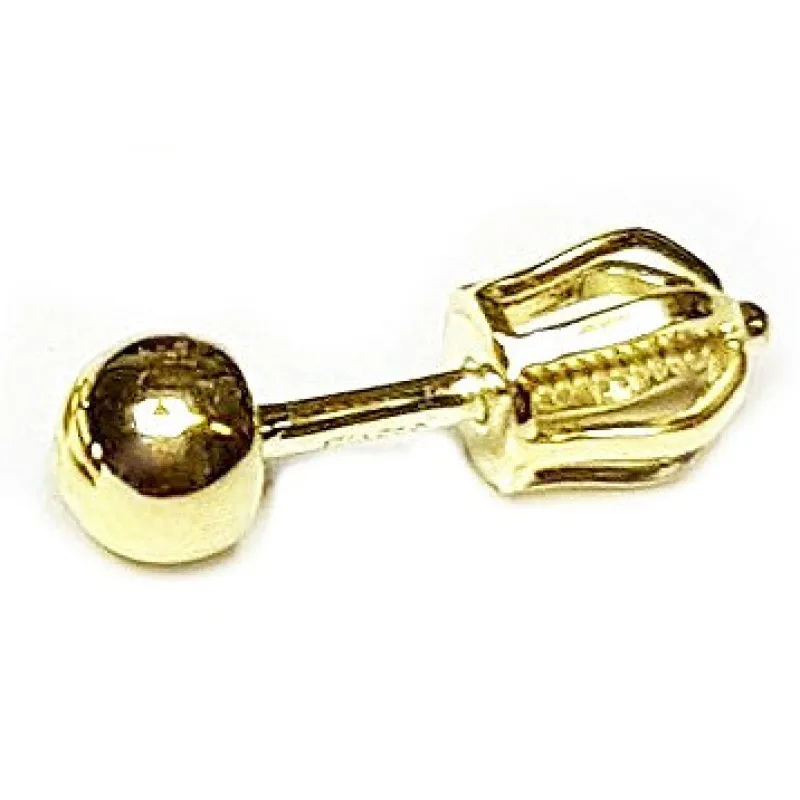 Zlatá náušnice pecka na skrutku kusovka ADANITO BRN1215G, 4 mm, 0.48 g