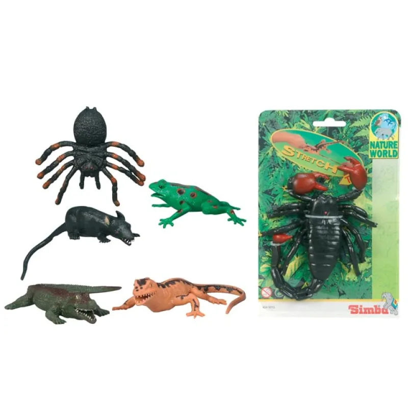 Simba Prírodný svet Simba Gumové naťahovacie zvieratá, 20-30 cm, 6 druhov