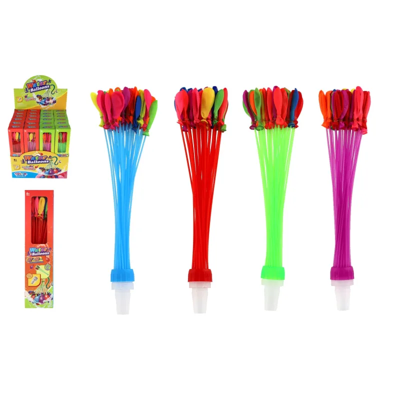 Teddies Vodní bomby sada 37ks s nástavcem na kohoutek 2 barvy v krabičce 6x25x3cm 24ks v boxu