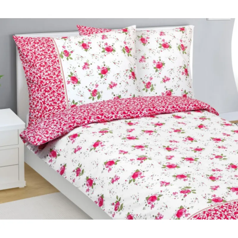 Bellatex Povlečení bavlna, Růžička růžová - 140x200, 70x90cm