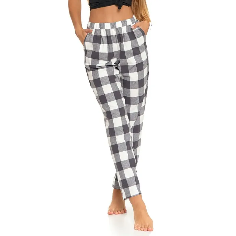 Pyžamové nohavice Moraj sivo-biele z flanelu XL