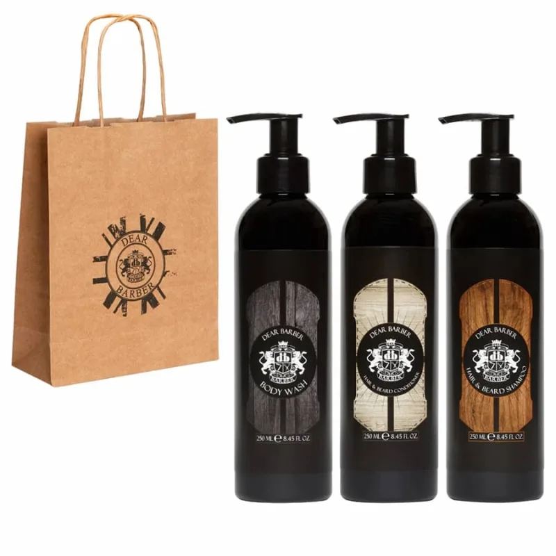 DEAR BARBER Gift Bag Men SET - pánska darčeková sada na vlasy, fúzy a telo