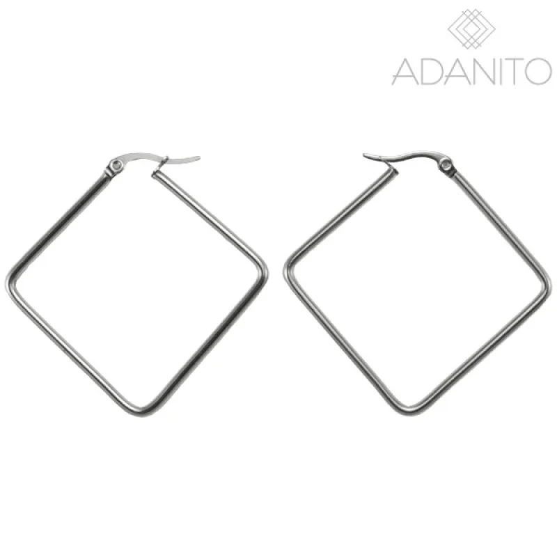 Náušnice z chirurgickej ocele štvorec ADANITO BK33424A, 36 mm