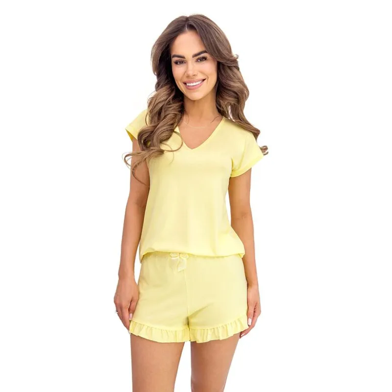 Viskózové pyžamo Iza krátke žlté L