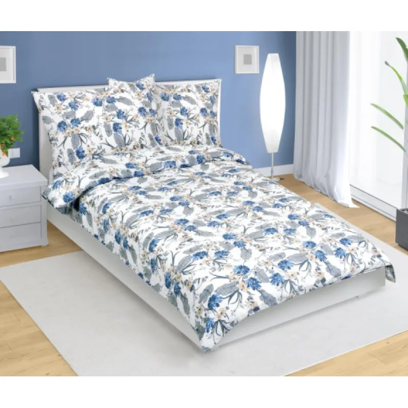 Bellatex Povlečení krepové, Květ modrá - 140x220, 70x90 cm