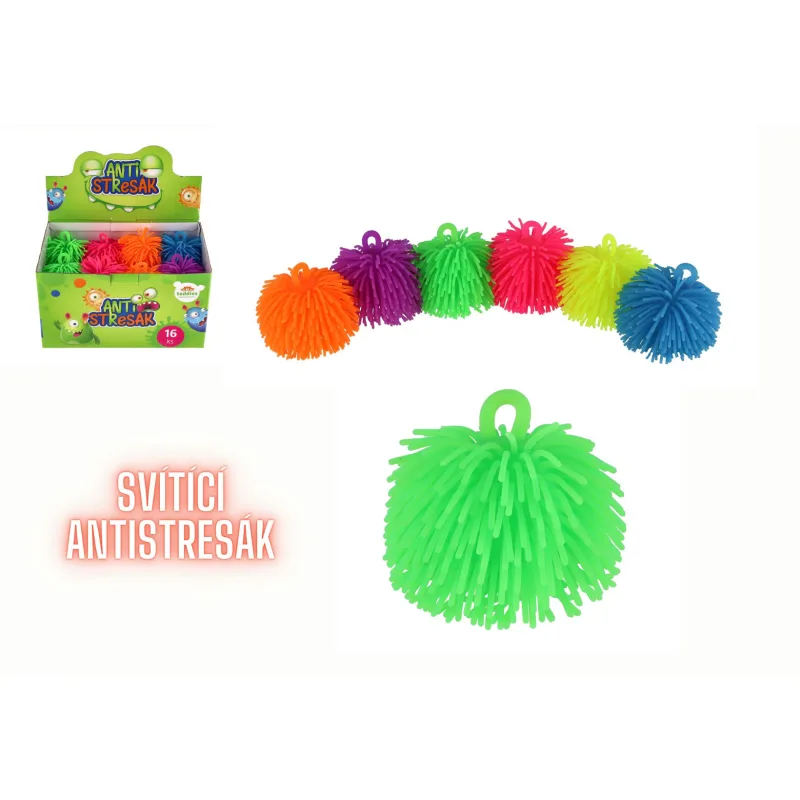 Teddies Loptička chlpatá antistresová stláčacia silikónová 7cm na batérie so svetlom 6 farieb