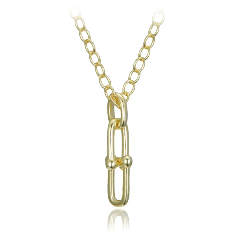 Moderný strieborný náhrdelník s pozláteným povrchom MINET JMAS0319GN45