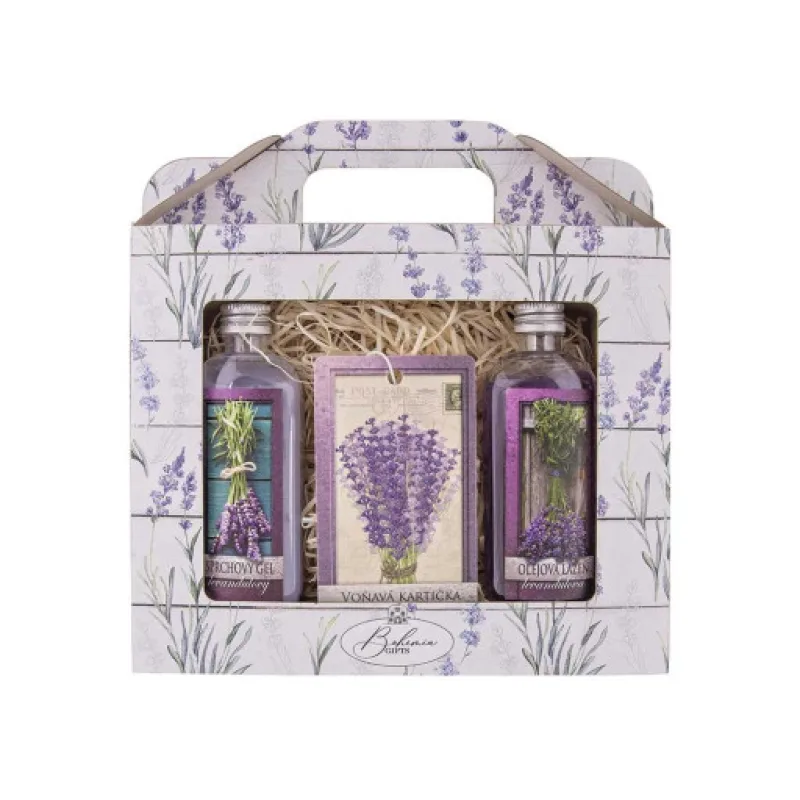 Kosmetická sada levandule, gel 100ml, lázeň 100ml a vonná karta