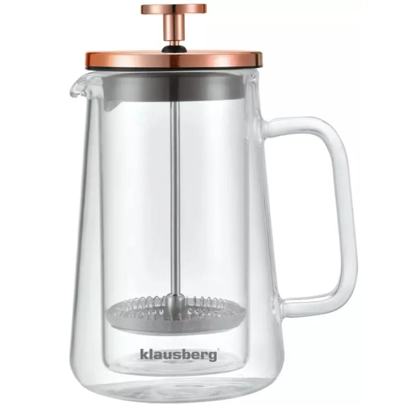 French press Klausberg KB-7723 – sklenená kanvica 350 ml na kávu a čaj s nerezovým piestom