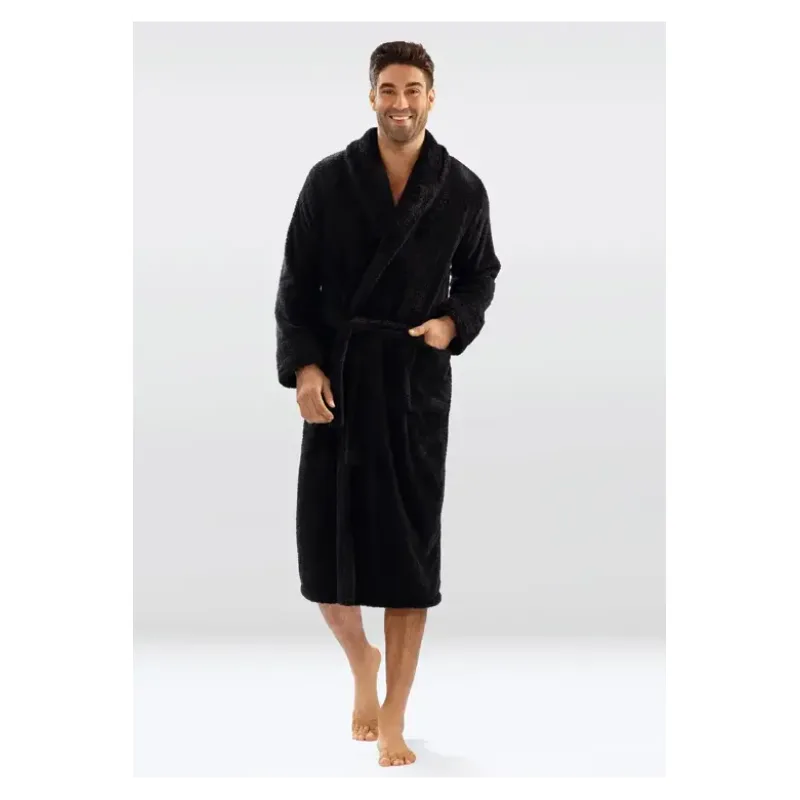 Pánsky huňatý župan 130 čierny 4XL