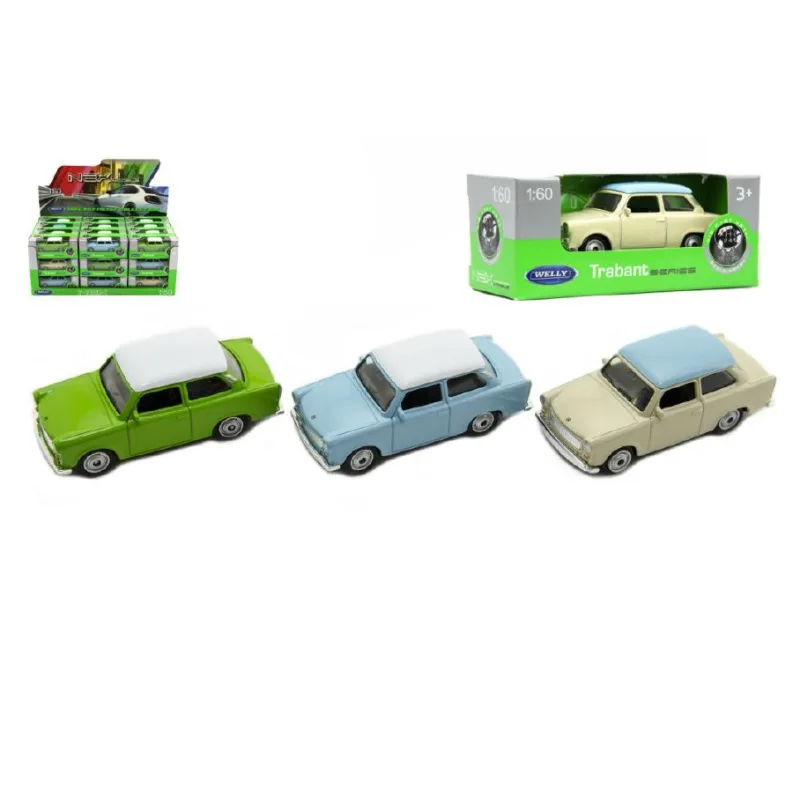 Teddies Auto Welly Trabant 1:60 kov 7cm asst mix farieb voľný chod v krabičke