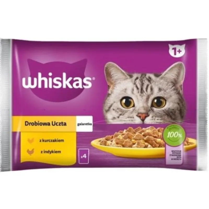 Whiskas Cat hydinový výber Kuracie Kačacie Morčacie v želé 4 x 85 g